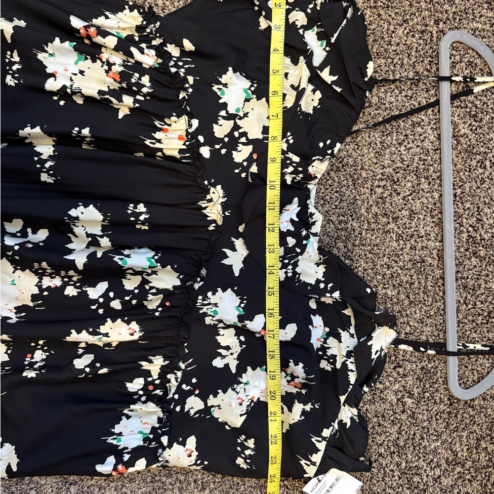 Joie Black/White Floral Mini Summer Ruffle Dress Spaghetti Strap Plus Size 4X - Picture 13 of 14